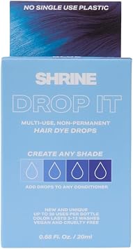 Shrine Drop It BLUE Hair Dye Drops | Semi-Permanent Vegan Customisable Hair Colour | Mix with Conditioner | Vegan & Cruelty-Free | Temporary Hair Dye | 20ml