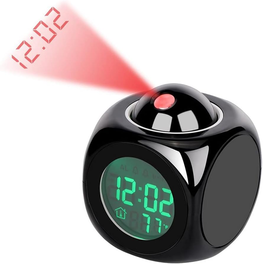 Projection Digital Weather Simple Snooze Clock Alarm Display Backlight LED Projector Home Clock Timer (Color : OneColor, Size : As Shown) (D As Shown)