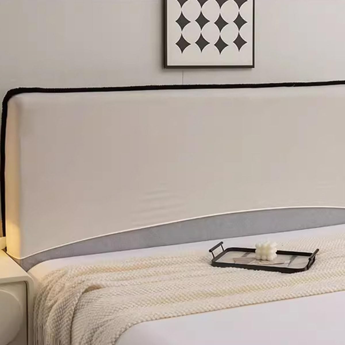 Gruby aksamitny szenilowy pokrowiec na zagłówek łóżka z wyściółką, nowoczesny i prosty pokrowiec na zagłówek łóżka super king size - zielony || 190 cm