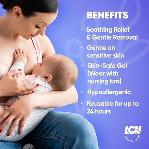 Image of 16CT Hydrogel Nipple Pads for Breastfeeding with Lanolin - Cooling Sore Nipple Gel Soothing Pads - Breast Feeding Essentials for Moms by Livaclean Health (Pack of 2)