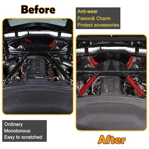 Image of CHEAYAR Engine Bay Panel Cover Compatible with Chevrolet Corvette C8 2020-2023, Engine Shroud Cover Panel Trims, C8 Accessories 2PCS (Engine Rod - Red)