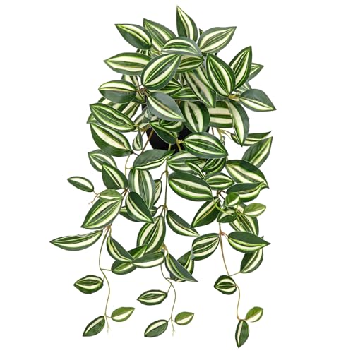 Oairse Planta artificial colgante, plantas artificiales con maceta, plantas artificiales como auténticas para exteriores, jardín, decoración, dormitorio, oficina, alféizar de ventana, decoración