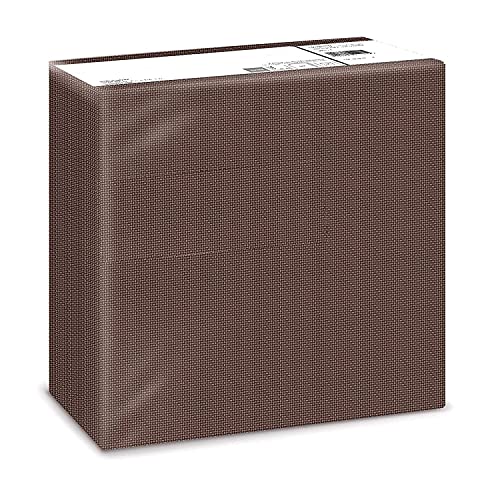 Fato - Serviettes en papier sec, Airlaid, effet textile, paquet de 50 serviettes, Format 40x40 pliées en 4, Décor Teinte Chocolat