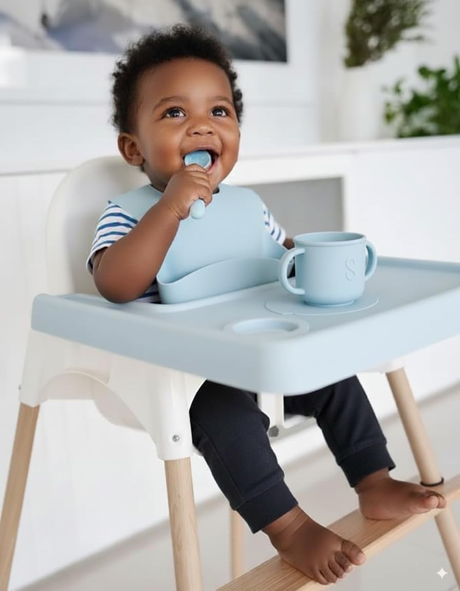 PandaEar High Chair Footrest for IKEA Antilop, Adjustable Height Natural Bamboo Wooden Footrest with Rounded Corners, Baby High Chair Accessories