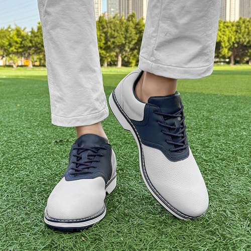 Zapatos de Golf para Hombre de Cuero Sin Clavos Antideslizantes Transpirables