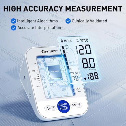 Image of Blood Pressure Monitor, Automatic Digital Upper Arm BP Machine for Home Use | 8.7 inch-16.5 inch Adjustable Blood Pressure Cuff, High BP Monitor for 2 Users, Large LCD Display, Dual Power, Storage Bag, Accurate