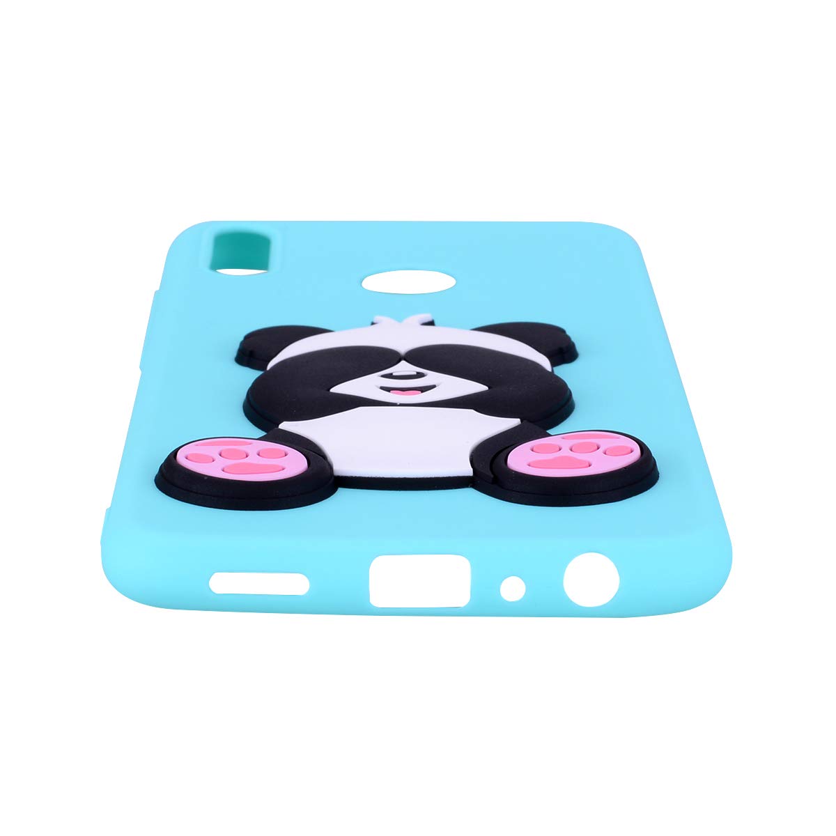 HopMore Compatibile con Cover Huawei Y6 2019 (Honor 8A) Silicone Morbide Disegni 3D Divertenti Gomma Morbido Custodia Antiurto Protettiva Case Caso Molle con Portachiavi - Panda Verde
