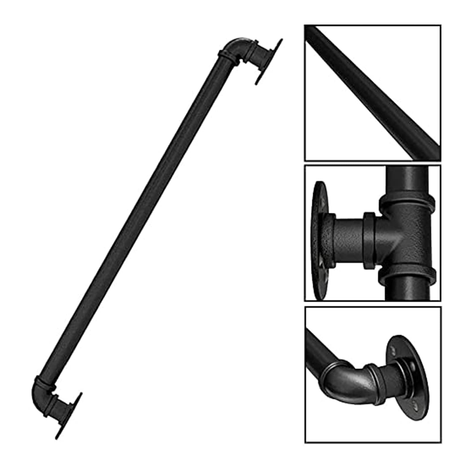 Barandilla De La Escalera De La Tubería, Pasamanos De La Esquina Redonda De Interior Al Aire Libre, Pasamanos De Tubería Industrial Con Soporte De Montaje En Pared, Lámparas De La(Size:30cm)