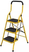 Escalera plegable – Taburete de metal ligero de 2/3/4/5 escalones con mango antideslizante pedal diseño resistente, capacidad de 330 libras, perfecta para el hogar, cocina y oficina, color amarillo