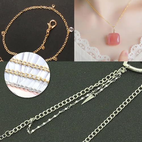 Eteamcan Gold Silver Chain for Jewellery Making, 66 Feet Necklace Bracelet Jewellery Making Chains for Crafting 3mm Jewelry Chain 2 Roll - Image 5