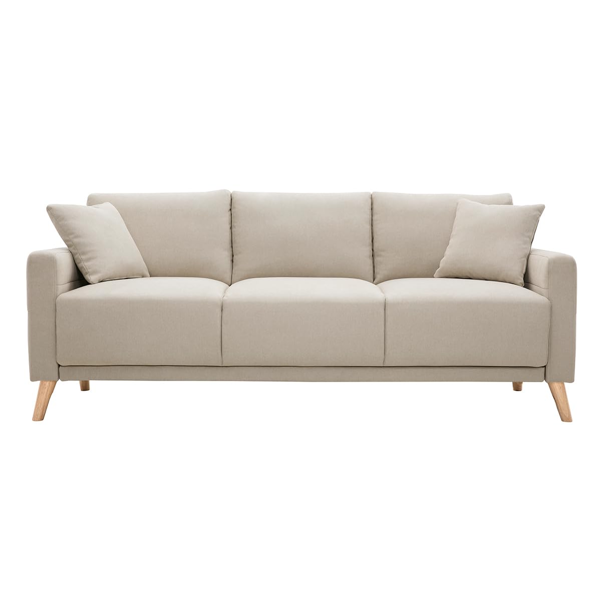 Miliboo Divano a 3 posti in tessuto beige e legno chiaro MUNIK