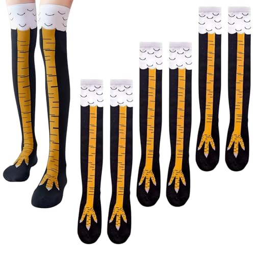 Roinaid 3 Paar Chicken Leg Socks Hühnerbein Socken Lustige Hühnerbein Oberschenkelhohe Strümpfe Kniehohe Truthahnsocken Cartoon Winter Warme Socken Einheitsgröße Witzige Geschenke