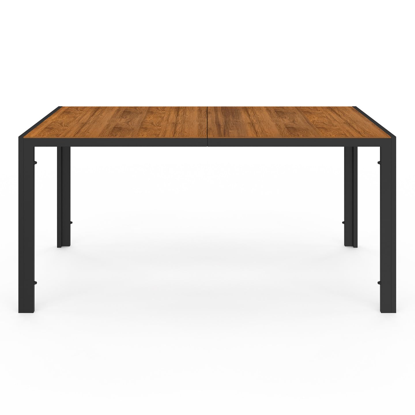 IDMarket - Salon de Jardin NOUMEA Table 150 cm Plateau Verre trempé Effet Bois et 6 chaises empilables Noir et Bois