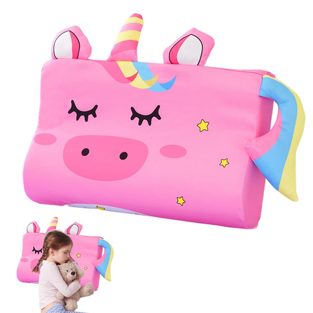 Oreiller Enfant, 45 x 27cm Oreiller Ergonomique Enfant, Coussin de Sommeil pour en-Fant, Confortable Sommeilenfant vec Taie pour La Crèche, T'apporte de Beaux Rêves (Licorne)