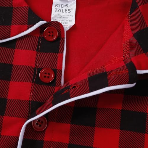 Kids Tales Child Velvet Pajama Sets Christmas Button Down Long Sleeve Shirt + Long Pants Boys Girls Solid Loungewear 2PCS4