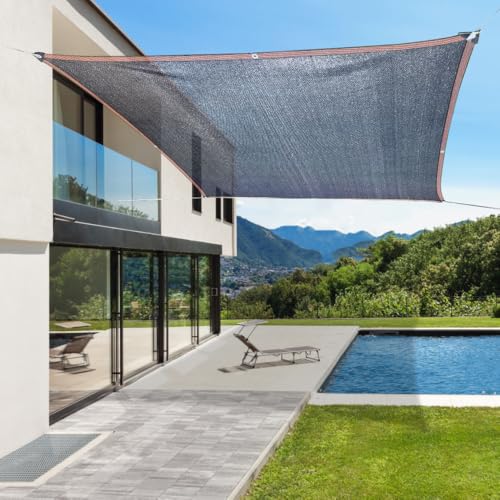 Riisoyu 2x3m Toldo Vela Rectangular, UV 80% Tasa de sombreado Toldos Exterior Terraza Malla de Malla Protección Rayos Transpirable, Permeable al Agua paraTerraza, Jardín, Balcón, Camping