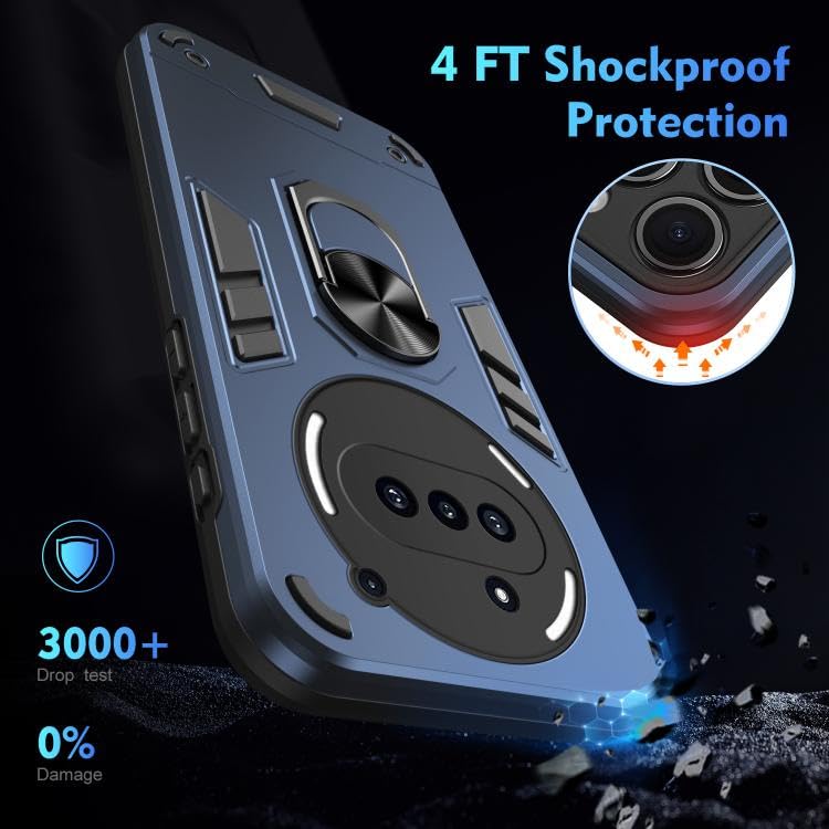 Image of ShieldTech PC Back Cover Case for Nothing Phone 3a | Ring Stand | Camera Protection Blue Mobile Phone Back Cover Case for Nothing Phone 3a | Blue Back Cover