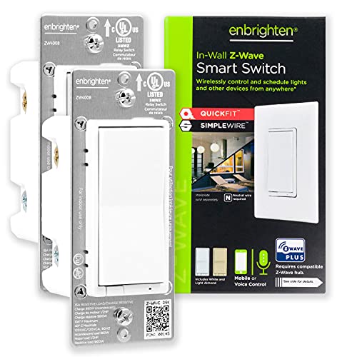 Get Popular Offer Enbrighten Z-Wave Smart Rocker Light Switch with QuickFit and SimpleWire, 3-Way, Works with Alexa, Google Assistant, ZWave Hub Required, Repeater/Range Extender, White & Light Almond, 2-Pack, 47900