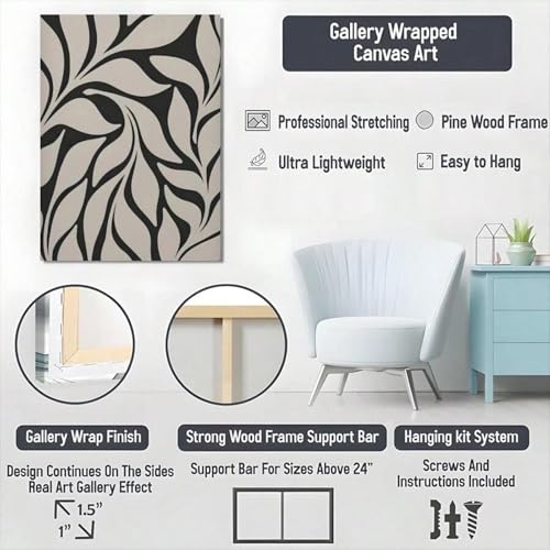 Toile abstraite noire et beige grand format œuvre moderne