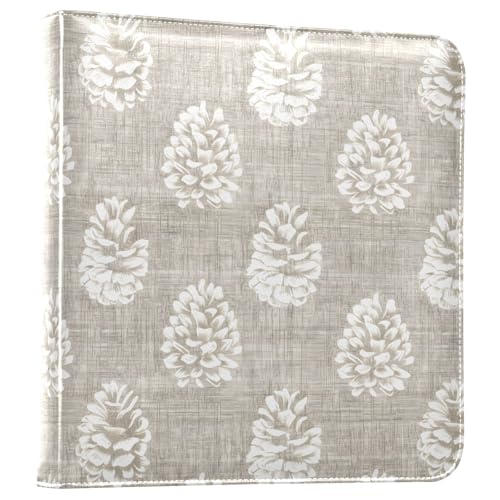JIPONI Pinecone Cones Large Photo Album, DIY Leather Cover Scrapbook Albums for 4x6 5x7 6x8 Pictures, Self Adhesive Memory Book for Wedding, Baby, Family