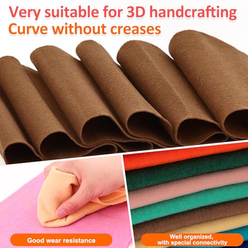 Image of XSEINO 12 Rolls 8 inchx35 inch 1.4mm Thick Soft Felt Fabric Sheet 12 Assorted Vintage Series Colors Felt Pack for DIY Craft Sewing Squares Nonwoven Patchwork