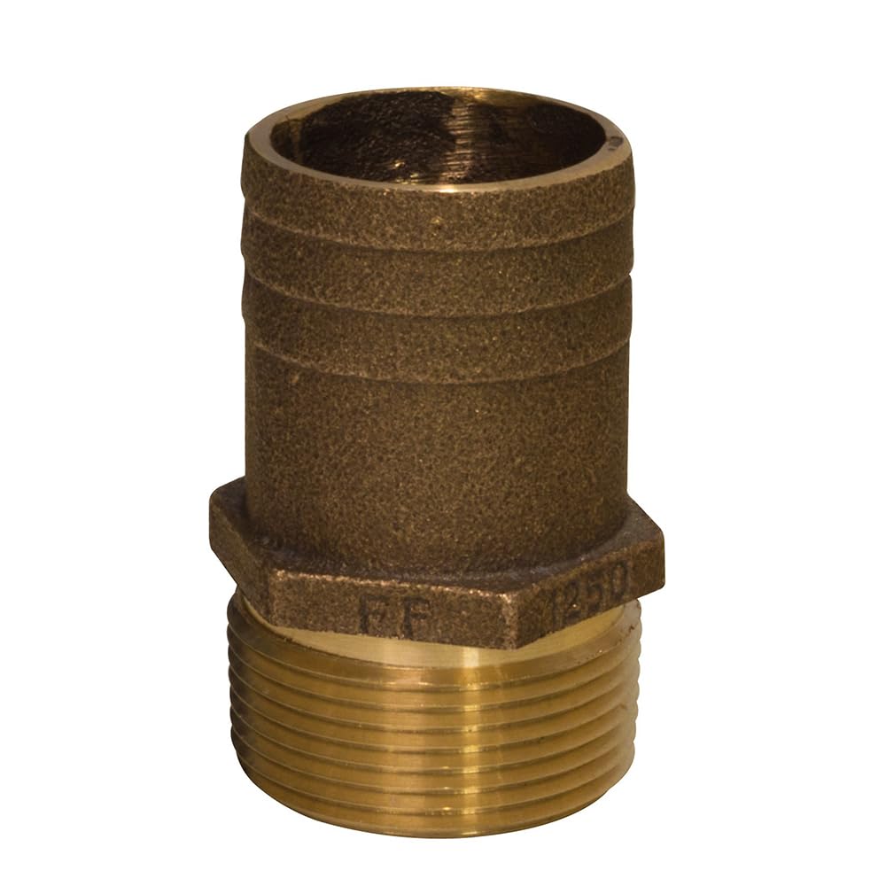 Groco FF-2000 2 Npt X 2-1/4 Bronze Full Flow Pipe To Hose Straight Fitting