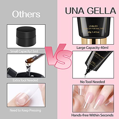 Una Gella Soft Gel Nail Tips Glue Gel Solid Nail Glue Gel 40Ml Lamp Curing Needed Soak Off Glue Super Strong Nail Glue Gel For Acrylic Nails Extension Fake Nail Tips Press On Nails For Gel Jelly Tips #TOP5