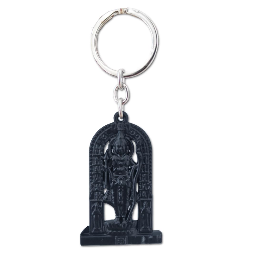 ME & YOU Ram Lala Murti Metal keychain gift for Men, Women |Unique &perfect accessory |Black Keyring |Metallic Keychain 1
