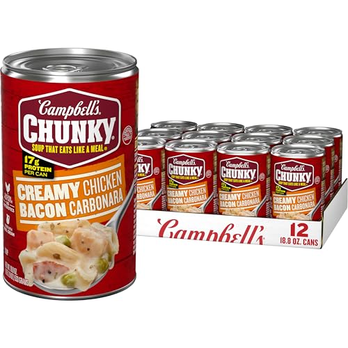 Campbell's Chunky Creamy Chicken Bacon Carbonara Soup, 18.8 oz Can (12 Pack)