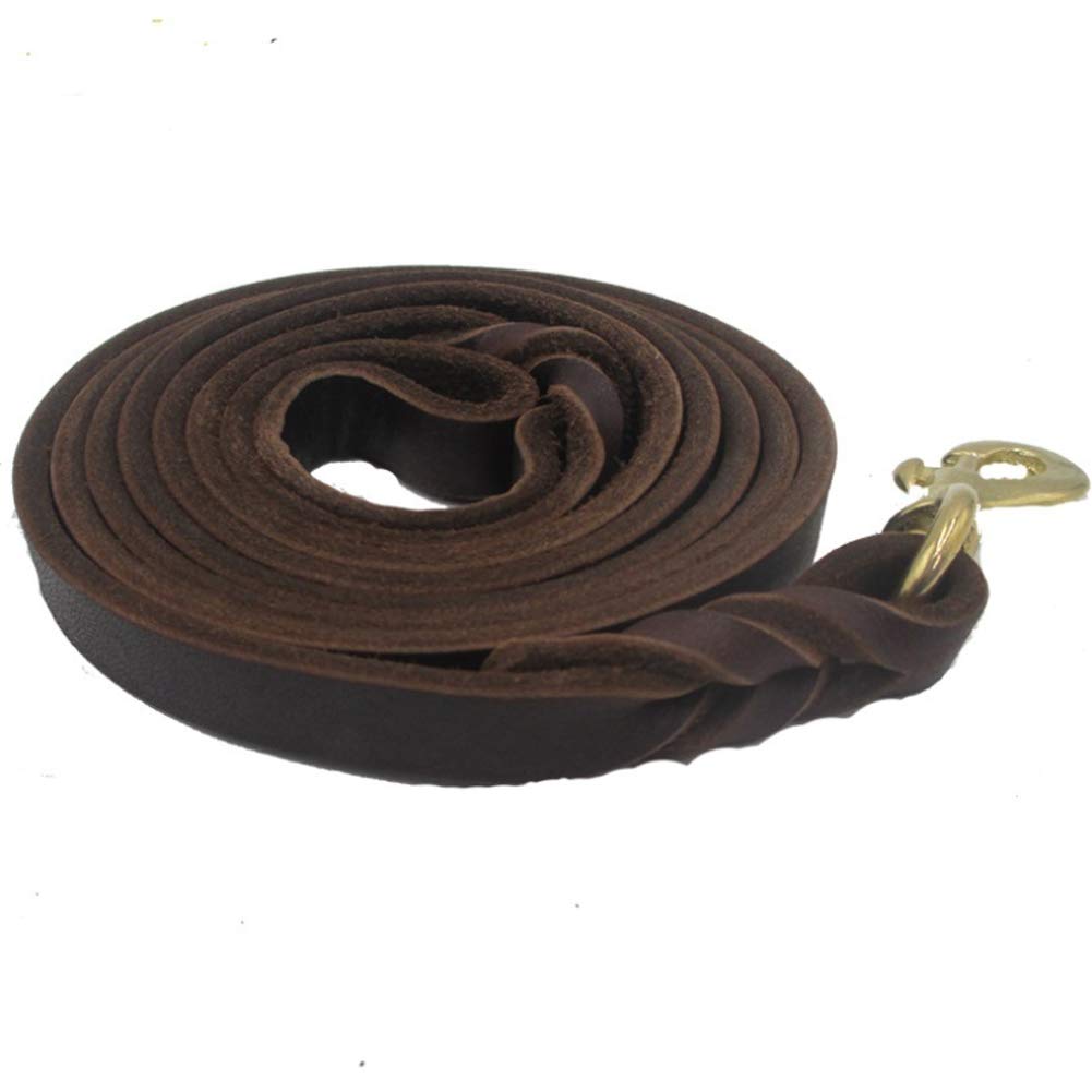 Correa Trenzada de Cuero Cadena de Correa para Caminar para Mascotas Cuerda de Perro Gancho de Cobre Fuerte para Perros medianos y Grandes Marrón-Red-Brown-2.85M*1.8CM