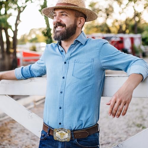 Image of Cowboy Belt Buckle for Men Longhorn Bull Belt Buckles Men Vintage Texas Buckle for Women Cowboy Cowgirl Belt Buckle