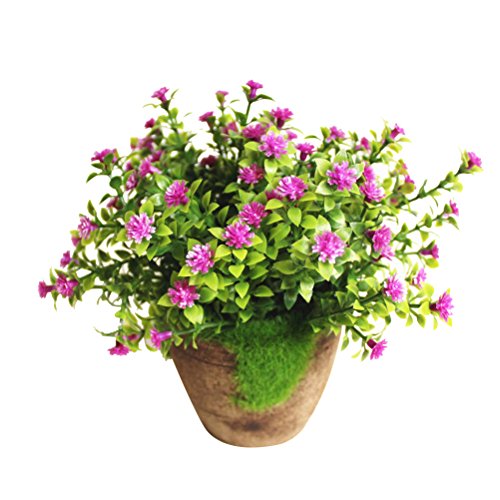 WINOMO Planta Artificial Potted Falsa Planta decorativa Bonsai Lifelike Flor (Púrpura)
