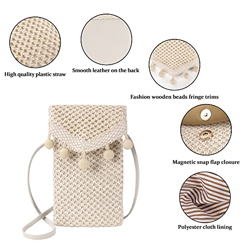 Womens Straw Cell Phone Purse Small Crossbody Bag Tassel Shoulder Bag for Summer3
