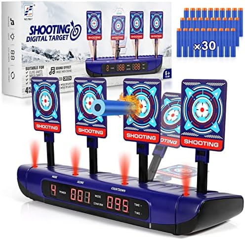 Electric Shooting Digital Target for Nerf Guns, Scoring Auto Reset with Wonderful Light and Sound Effect, Perfect for Nerf Guns Blaster N-Strike ...