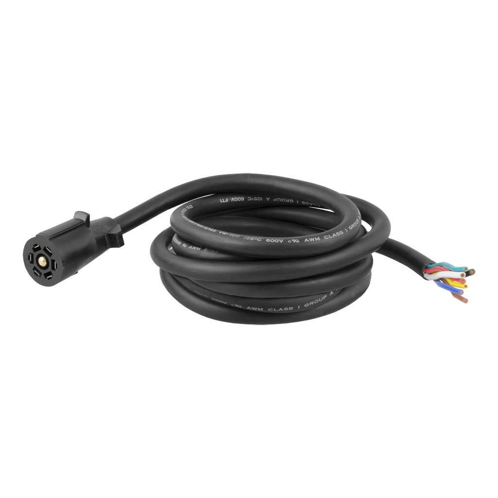 CURT 56603 Replacement 7-Pin RV Blade Trailer Wiring Harness Plug, 10-Foot Blunt-Cut Wires