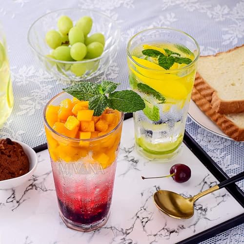 Image of 400 ML Highball Glass Set of 6 Large Drinking Glasses Heavy Base Tumblers for Water, Juice and Cocktails, Iced Tea, Milkshake, Coke,Home, Everyday Use-Dishwasher Safe (Tall 400 ML, Set of 6)