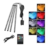 Sylvil Car Led Interior Lights, RGB 72 LED Multicolor Auto Strip Light with Sound Active Function and Remote Control, Under Dash Smart Lighting Kit with Charger, Car Accessories (USB)