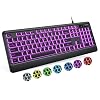Backlit Computer Keyboards, Wired USB LED Keyboard with 7 Colors Backlight, Plug and Play, Waterproof, Full Size Quiet Computer Keyboard for Windows Desktop, PC, Laptop, Gaming