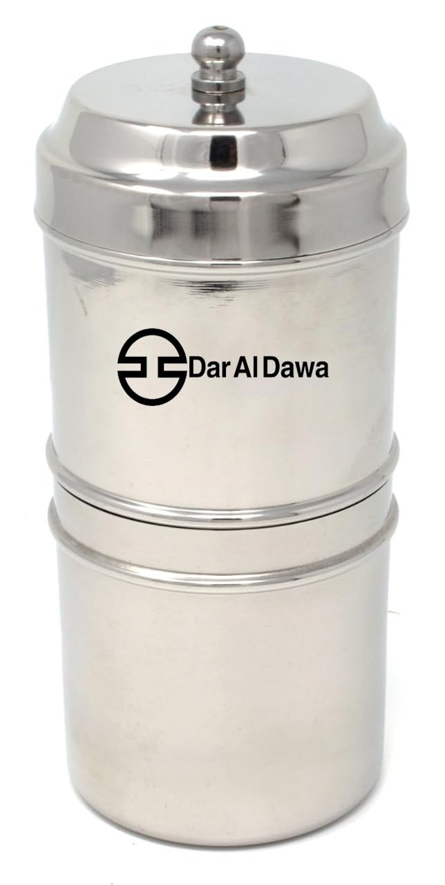 Dar Al Dawa Stainless Steel South Indian Filter Coffee Drip Maker, Madras Kappi, Drip Decotion Maker 200ml Medium size (2-4 Cup)