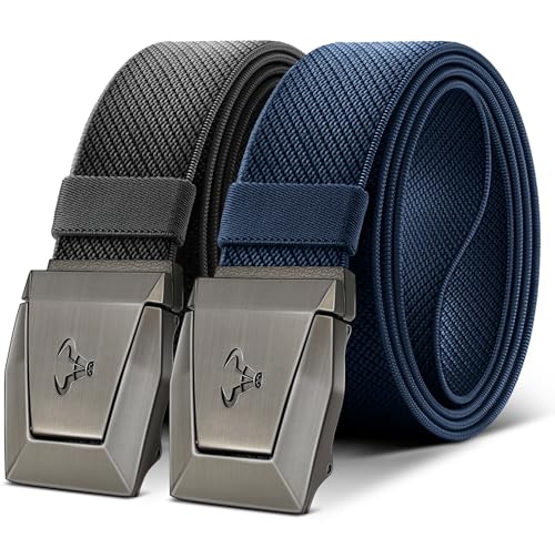 Image of BULLIANT 2-Pack Men Stretch Tactical Web Belt-Trimmable 1.5 inch-Adjustable Fit