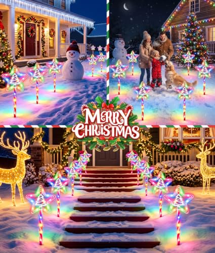 KOOPER Christmas Decorations Outdoor, Solar Star Tree Pathway Lights, 6Pack - image 8