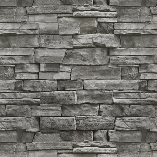 Timeet Selbstklebende Tapete Steinoptik Grau Backstein Steintapete Ziegel...