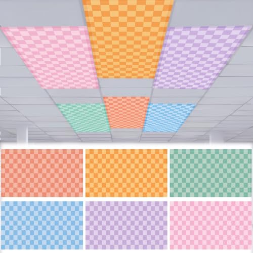 Image of 6 Pcs Light Covers for Ceiling Lights Classroom,Gingham | Magnetic Light Covers Classroom Filters, 4 x 2 ft, Room Office School Supplies, Reduces Fluorescent /LED Glare and Eye Strain