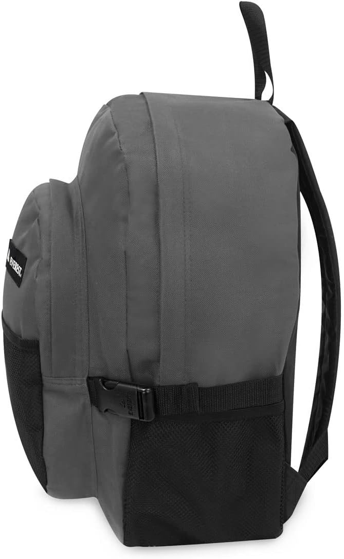 Everest Backpack with Front Mesh Pocket, Dark Gray, One Size