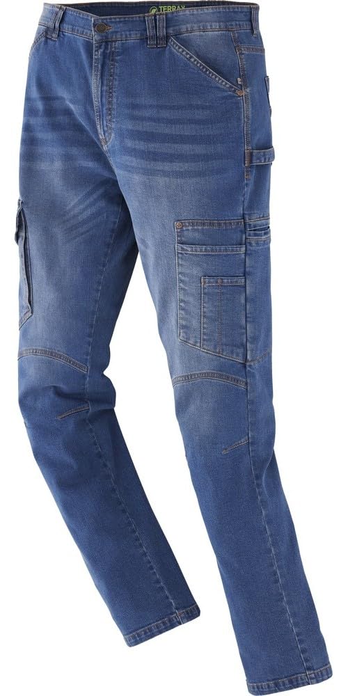 Terrax Workwear Herren Denim-Arbeitshose in sportlich schmaler Passform - Bundhose Jeans-Look mit vielen Taschen