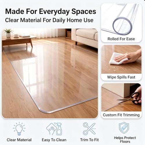 Protector de plastico transparente para alfombras que evita manchas y roturas por sillas ruedas 8