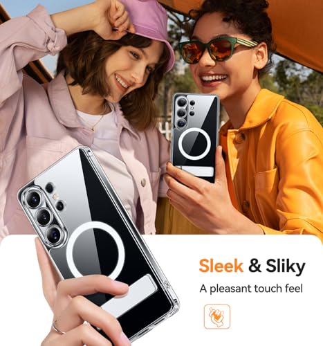 Image of CANSHN Designed for Samsung Galaxy S26 Ultra Case (6.9 inch) with Durable Metal Stand, Upgraded [Full Camera Protection] Transparent Back, Hard Case Cover, Clear