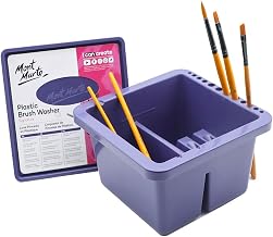 Mont Marte Twin Compartment Plastic Paint Brush Organisers Washer. Easy Paint Brush Cleaning And Drying. Suitable For Acrylic And Watercolor Painting.,Brown