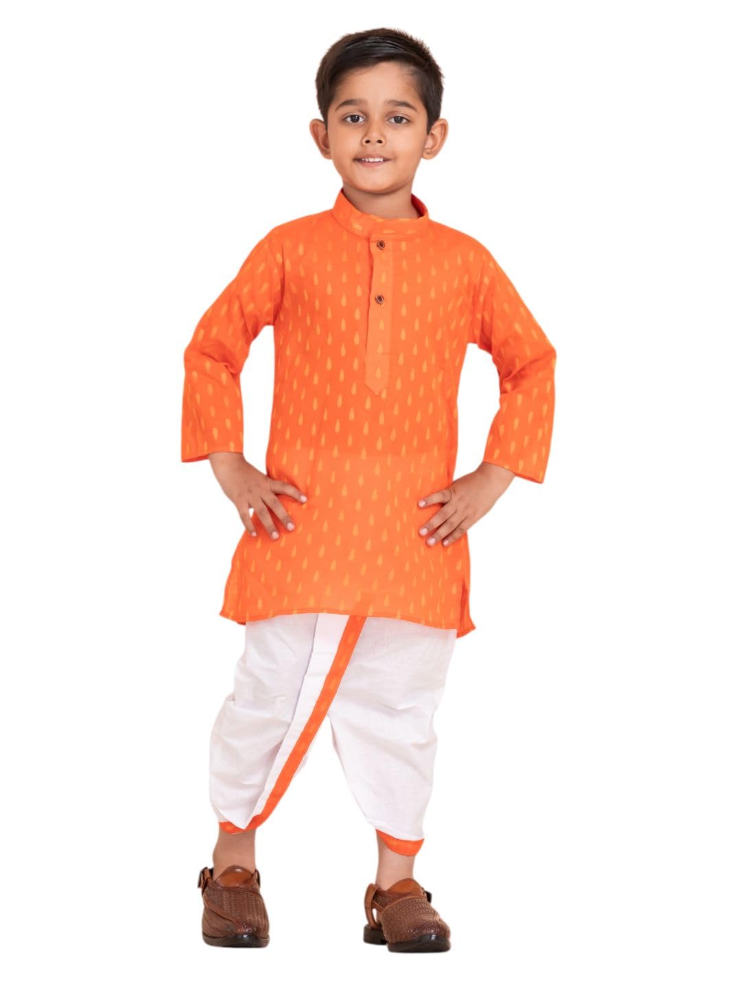 Boys Dhoti Kurta Set for Kids - Cotton Kurta and Elastic Waist Dhoti - Traditional Dress-image-41