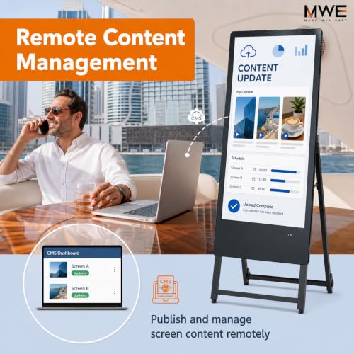 Image of MWE 32 Inch Digital Signage Display, Portable LCD Digital Kiosk, Advertising Display Poster, Android Kiosk with Auto Media Player, HDMI /USB